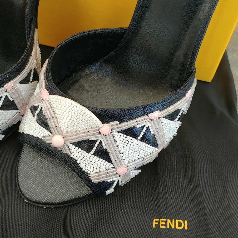 Authentic Fendi Beaded Leather Heels